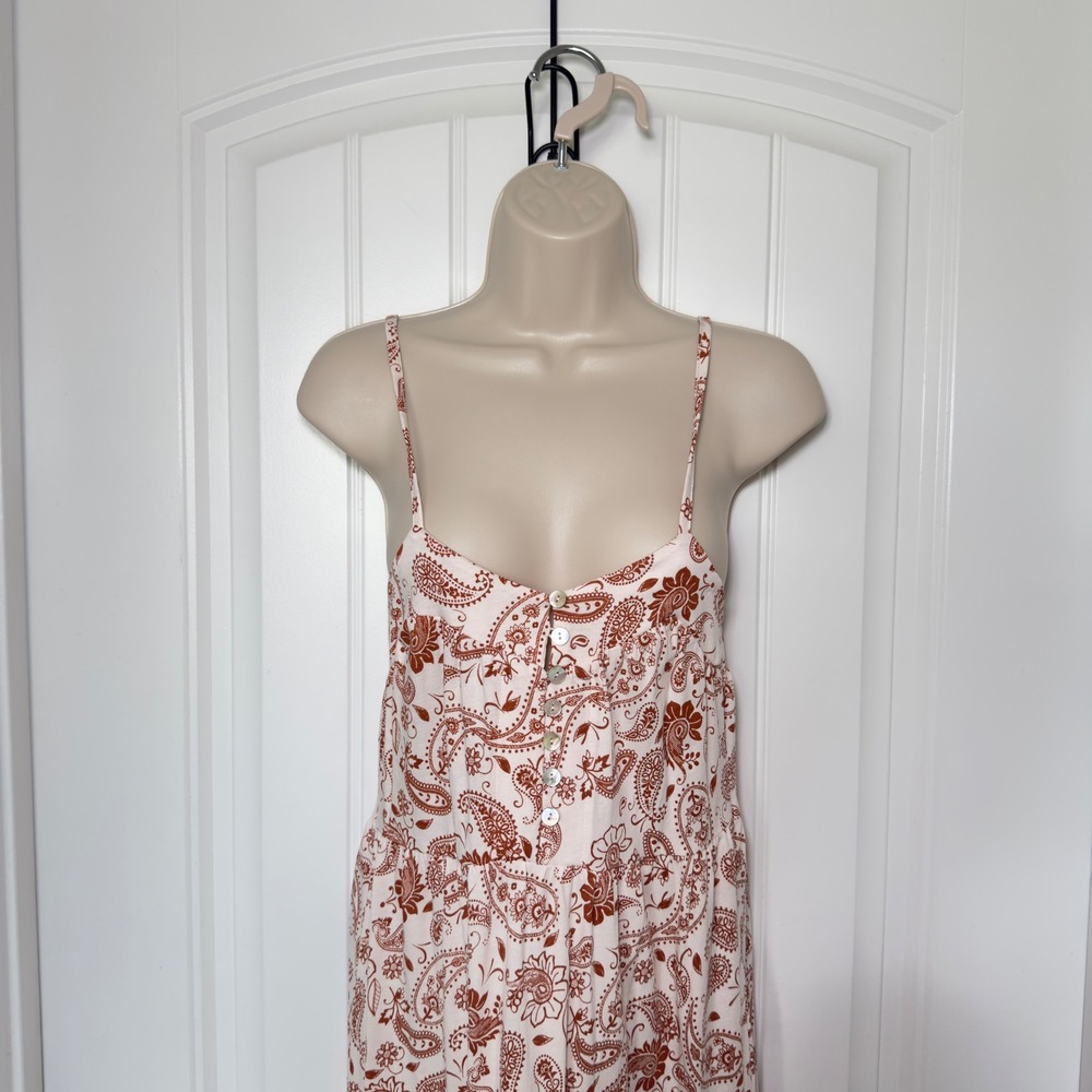 ASOS Design Size 2 Brown Cream Sleeveless Boho Western Cottagecore Maxi Dress - Picture 3 of 9
